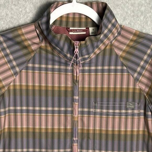 LL Bean Sz M Everyday SunSmart Woven Plaid Quarter-Zip Pullover Shirt Colorblock - Picture 9 of 12